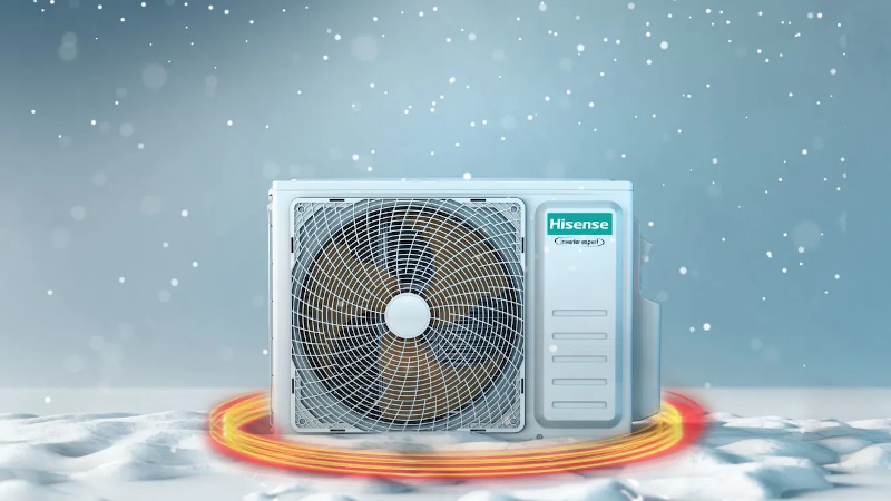 Resistencia eléctrica inferior anti hielo (Bottom E-Heater) La unidad incorpora resistencia eléctrica en la base de la unidad exterior, diseñada para evitar la formación de hielo durante el invierno. Esto permite: Mantener el rendimiento en climas fríos Evitar bloqueos por hielo Prolongar la vida útil del equipo